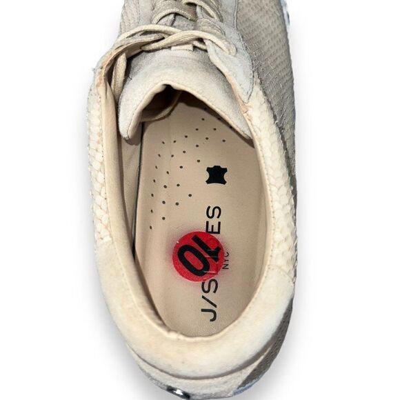 J/Slides Casual Embossed Snakeskin Sneakers Beige Suede Women's 10 - Picture 9 of 12